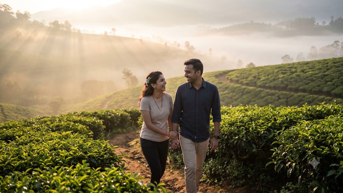 A morning walk through the misty tea gardens of Munnar